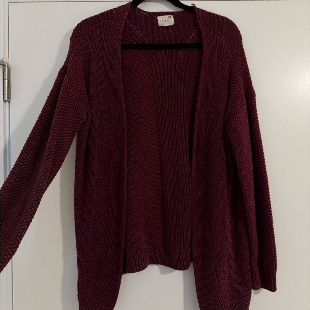 Deep Burgundy Knit Cardigan